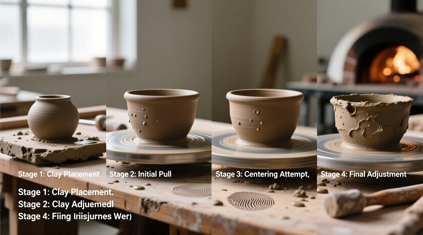 Error journal showing pottery centering progression stages