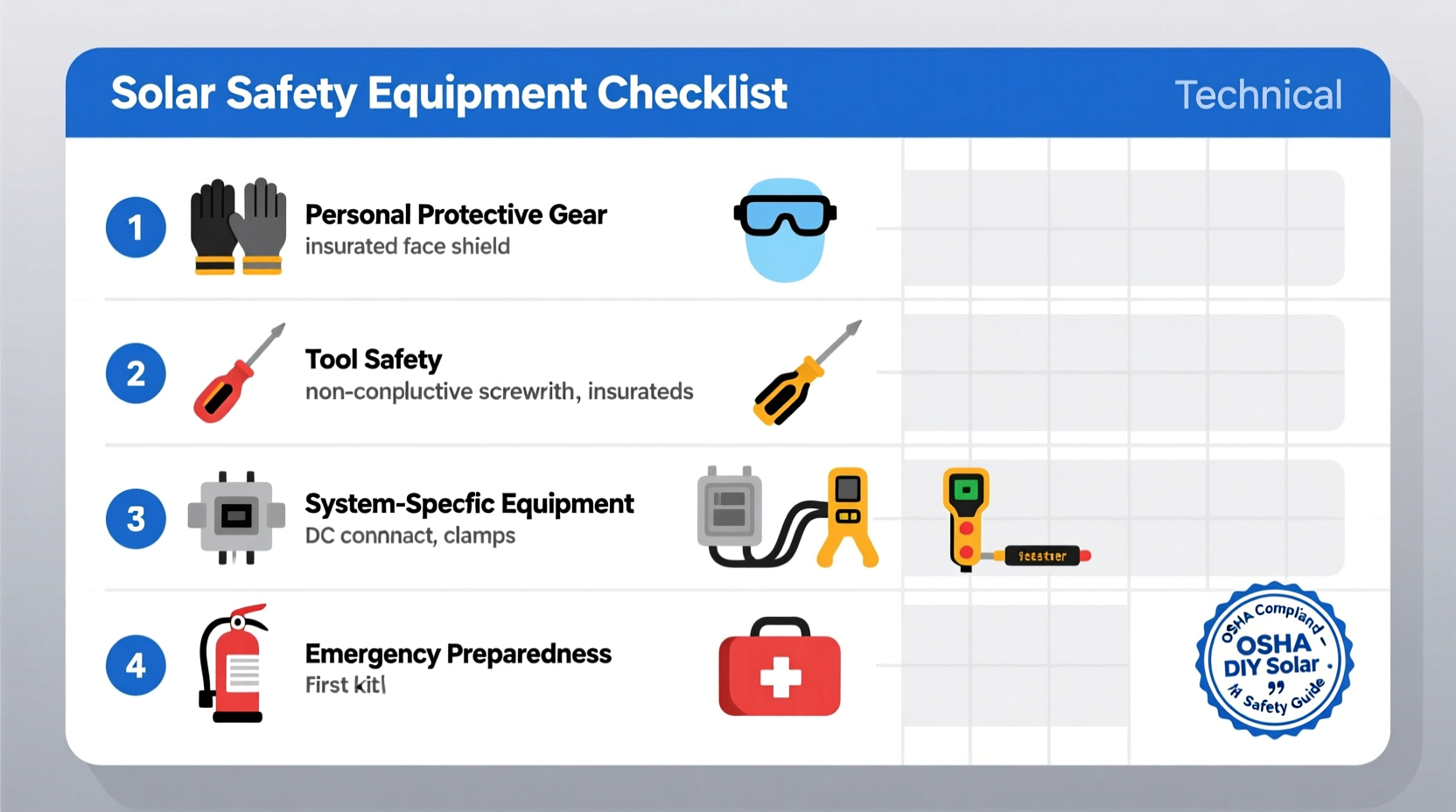 DIY solar safety equipment checklist