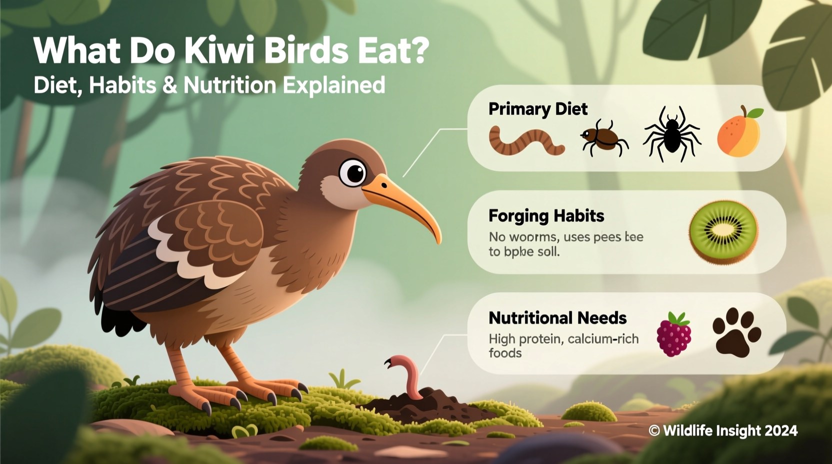 what do kiwi birds eat