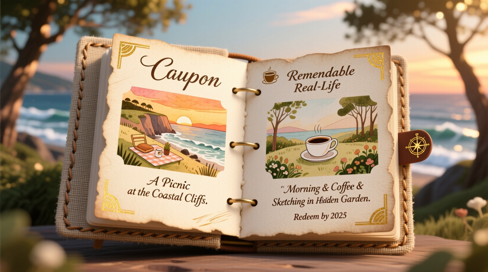 Handmade coupon book with redeemable experiences