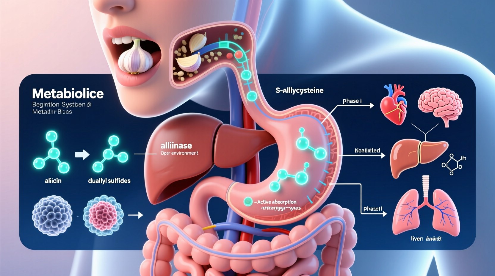 Garlic compounds metabolism process in human body
