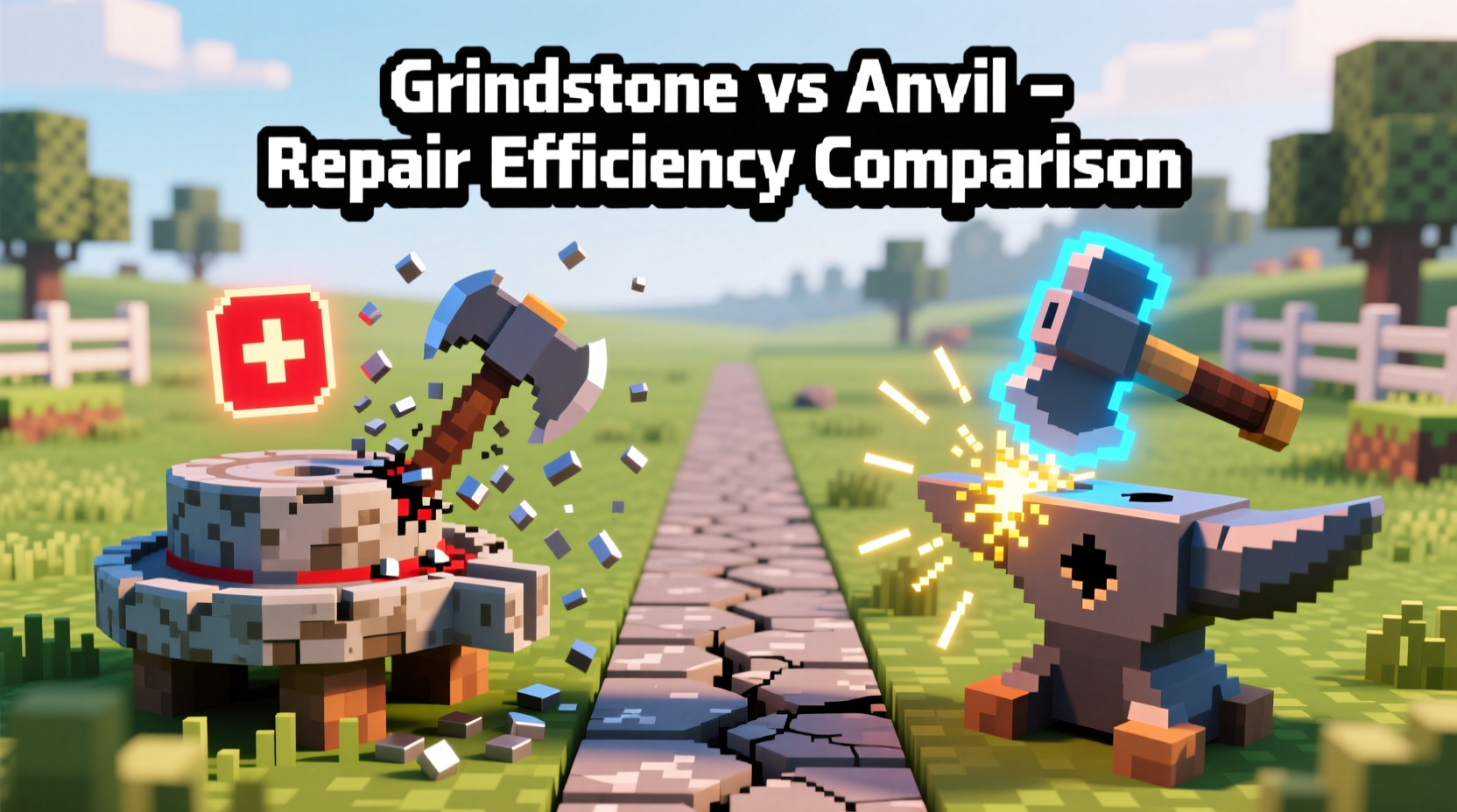 Minecraft grindstone versus anvil comparison for tool repair efficiency
