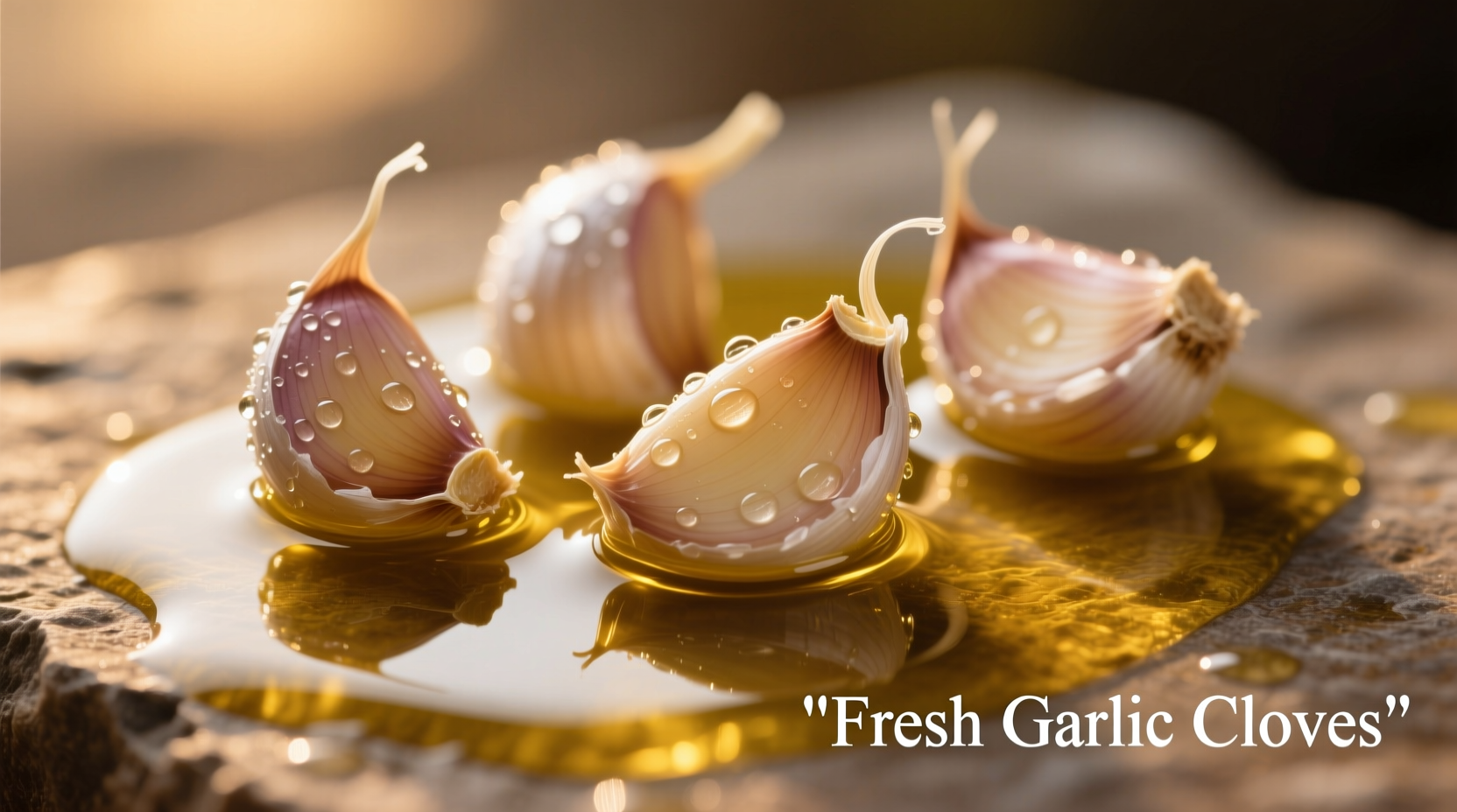 Fresh garlic cloves in olive oil