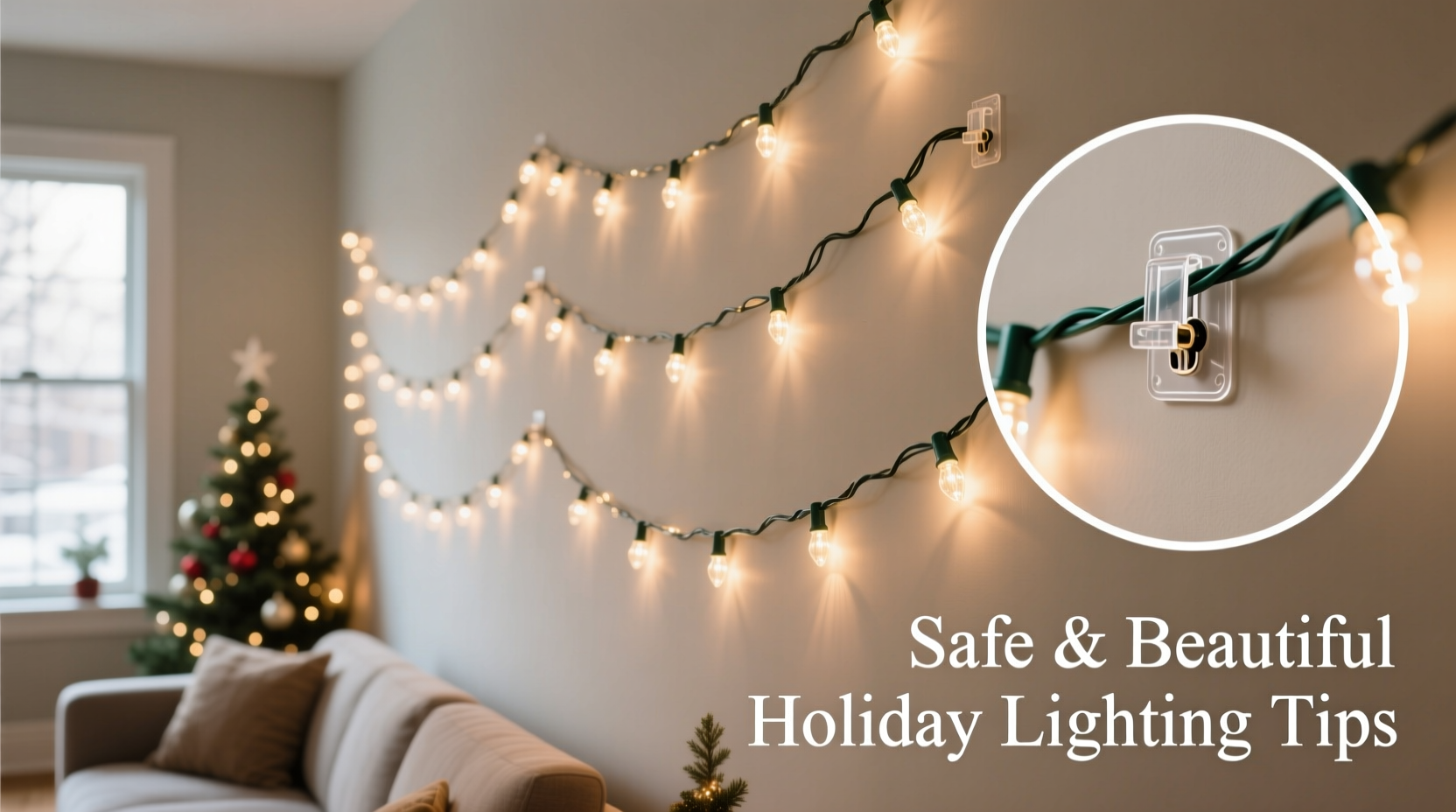 how to put christmas lights on the wall