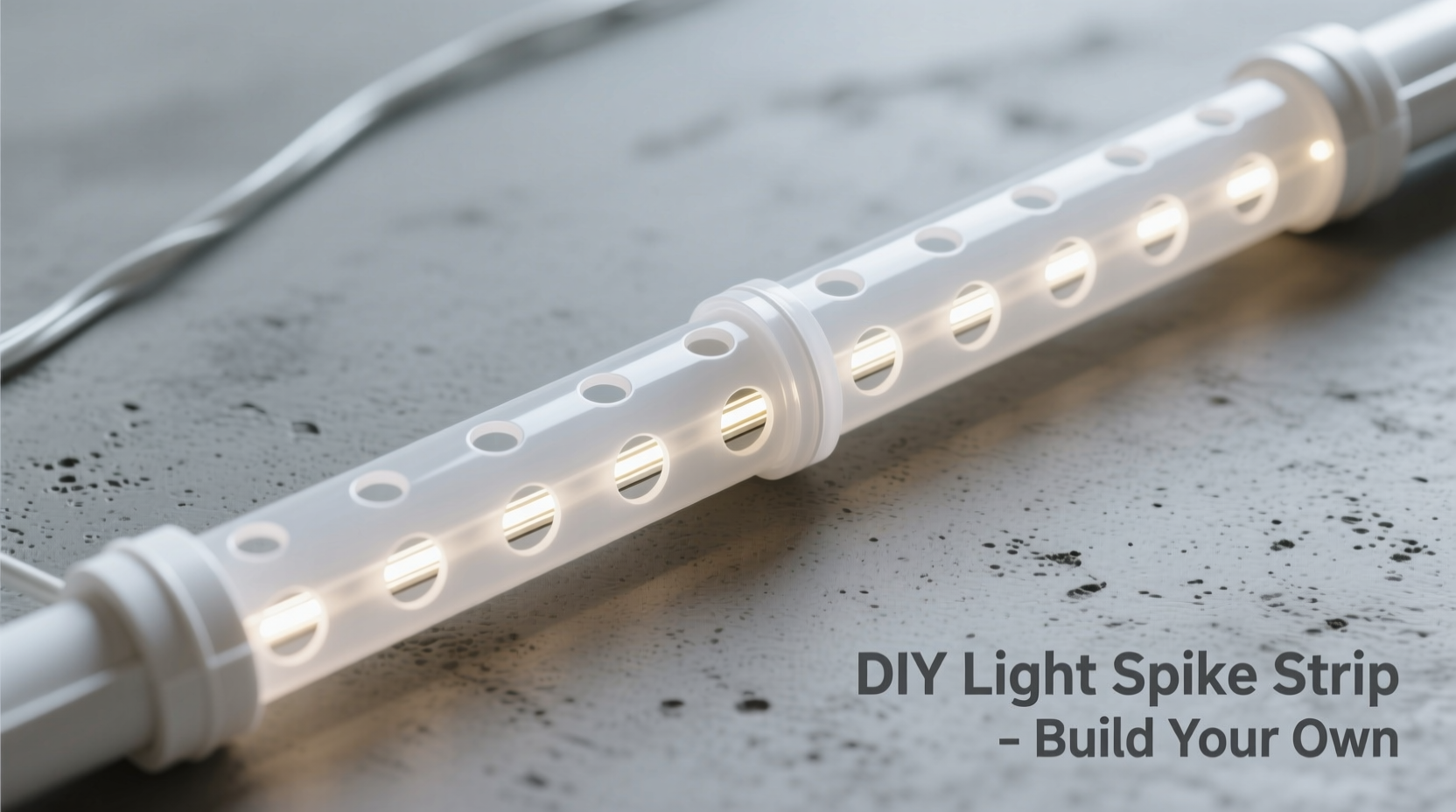 PVC pipe segments with evenly spaced holes for DIY light spike strip