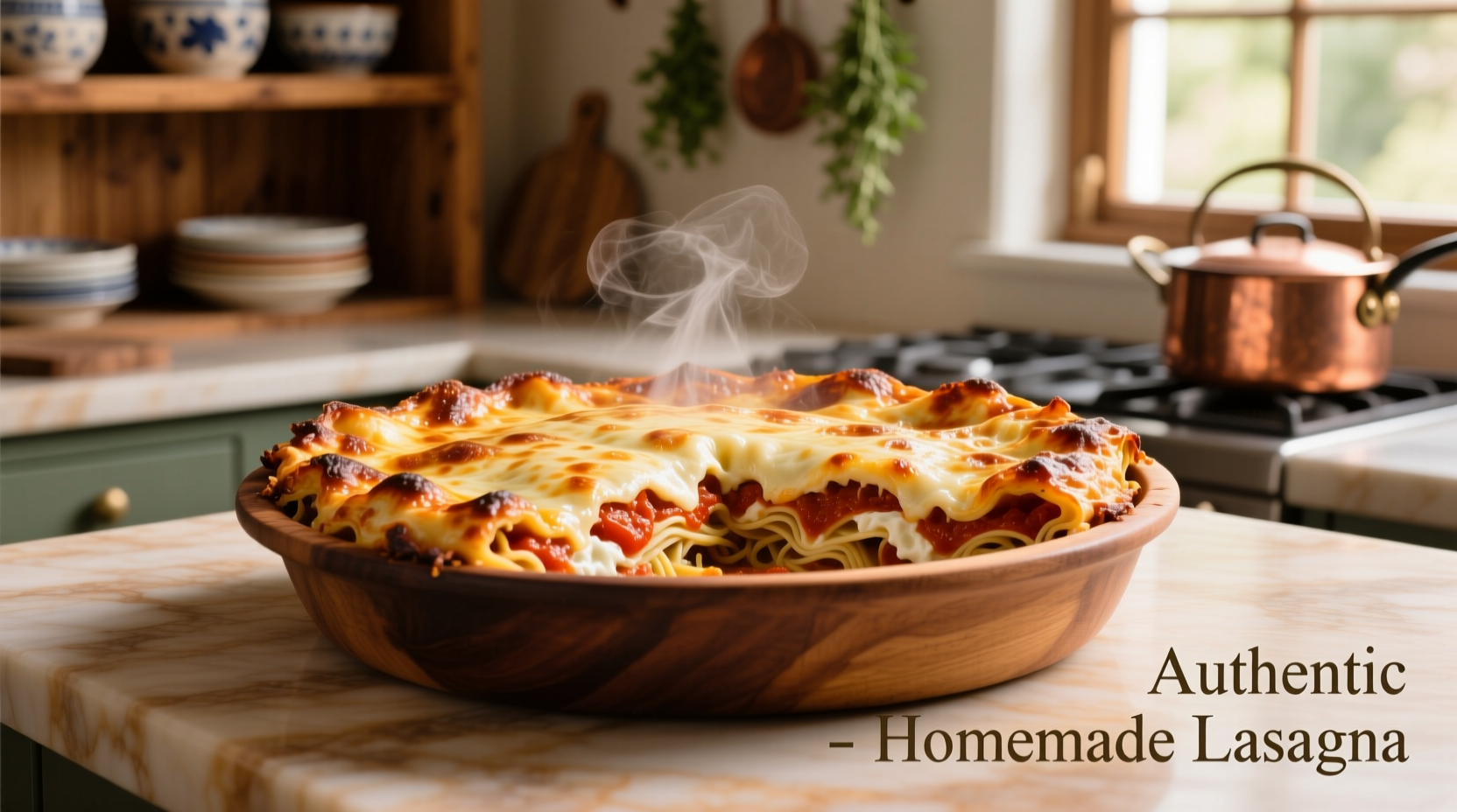 Perfectly baked lasagna with golden cheese crust