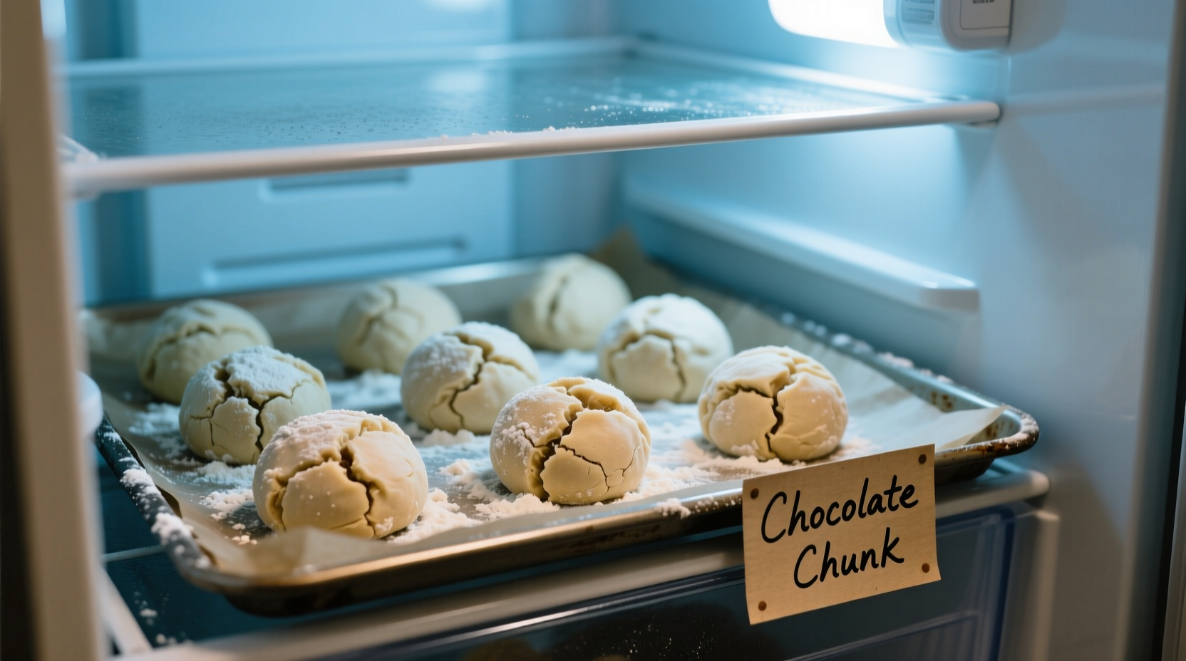 Homemade cookie dough chilling in refrigerator