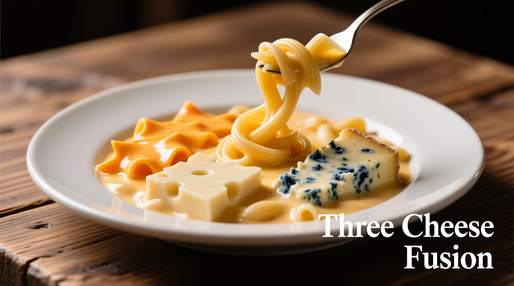 Three cheese types for mac and cheese sauce