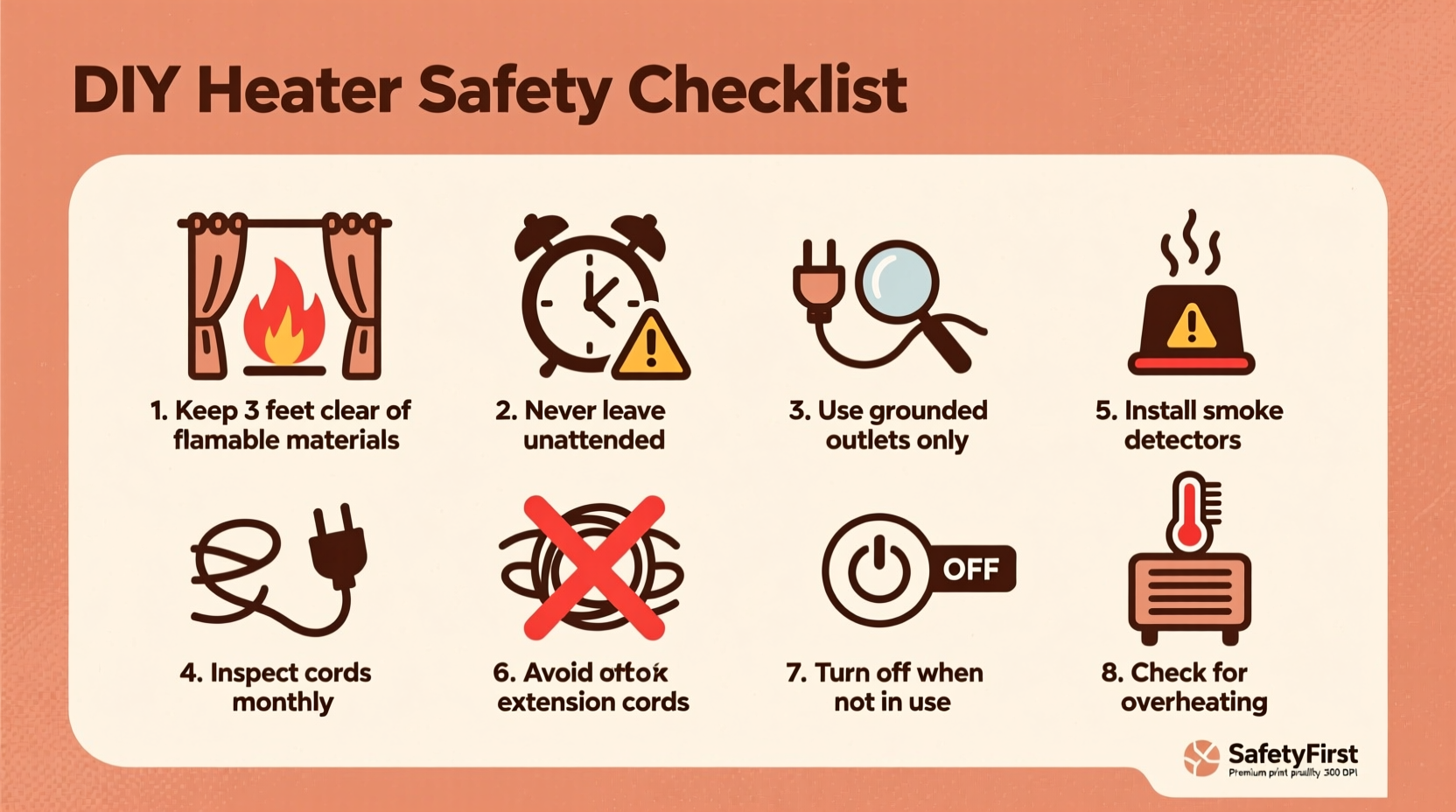 Diy heater safety checklist infographic