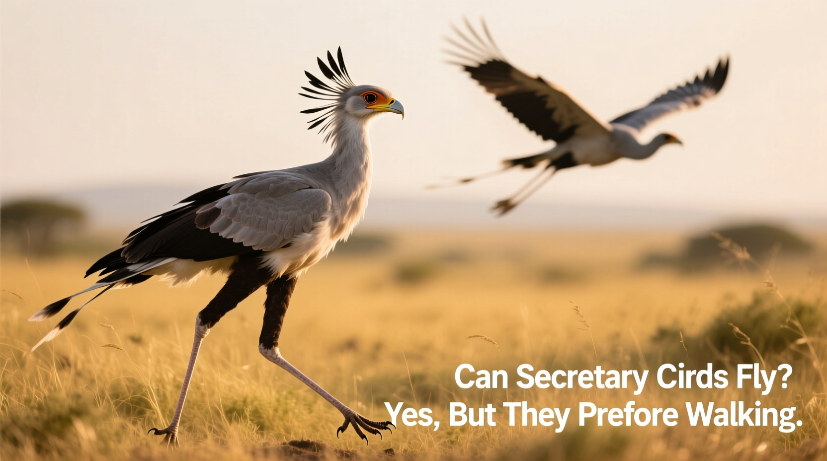 can secretary birds fly