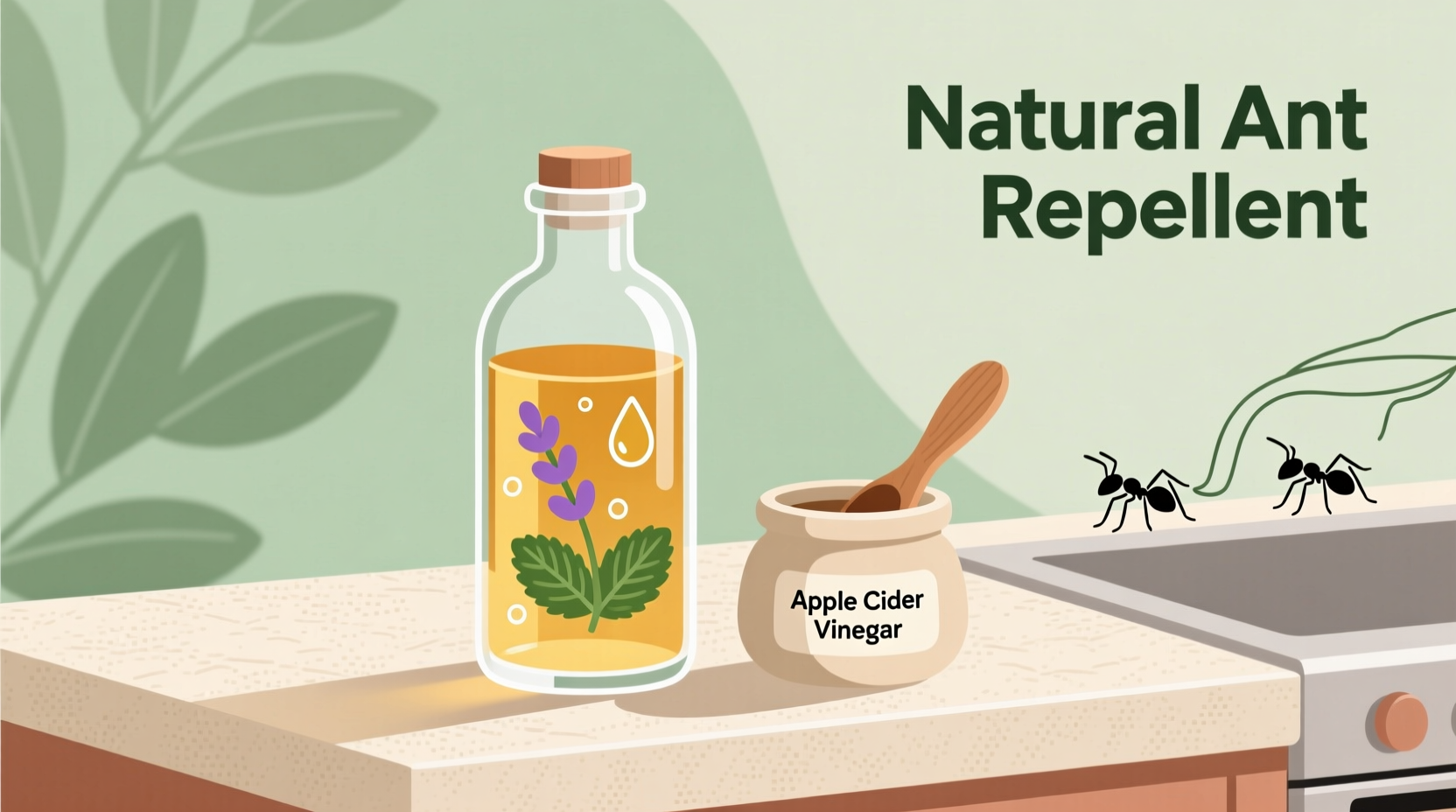 Vinegar and essential oils for natural ant control