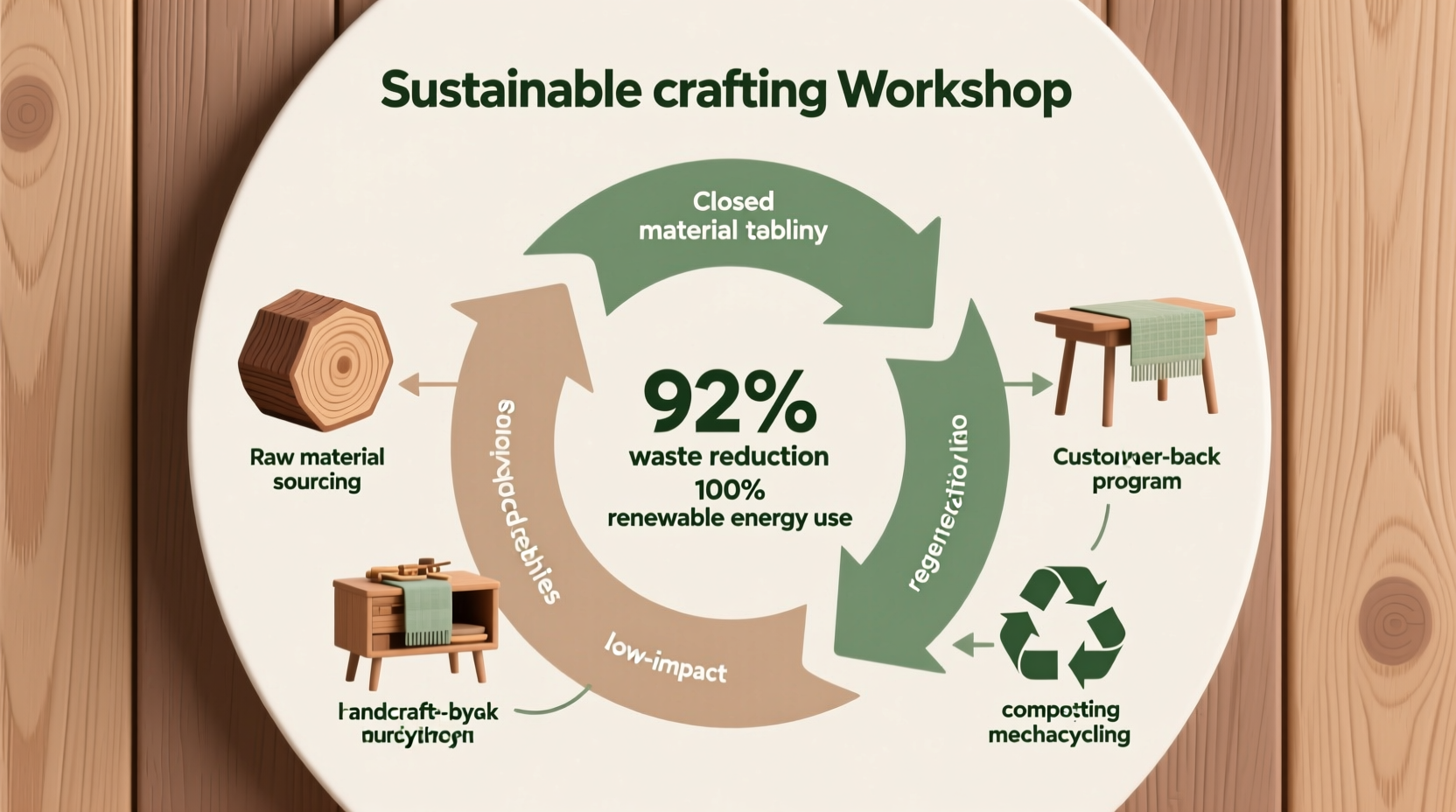 Diagram of closed-loop material system in sustainable crafting workshop