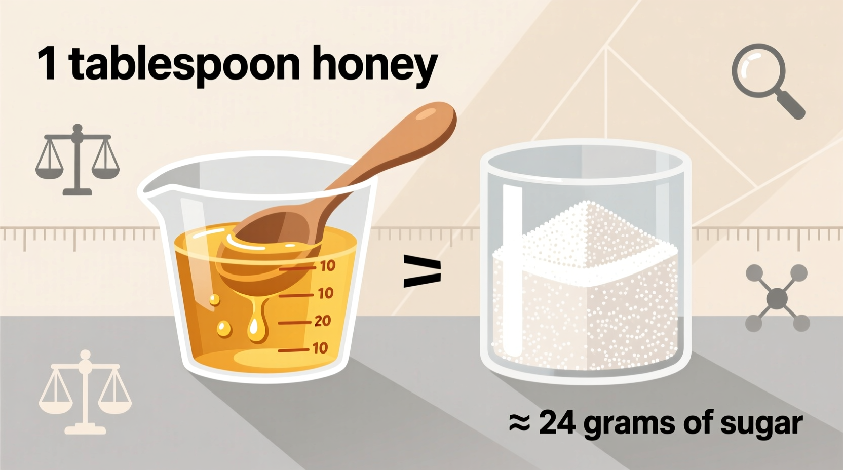 1 tablespoon of honey equals how much sugar