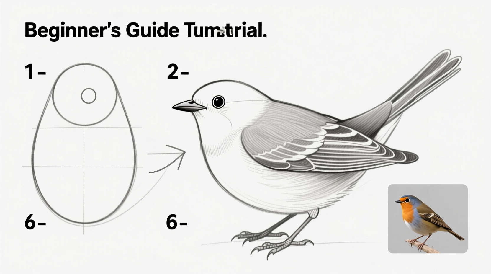 how to sketch birds step by step