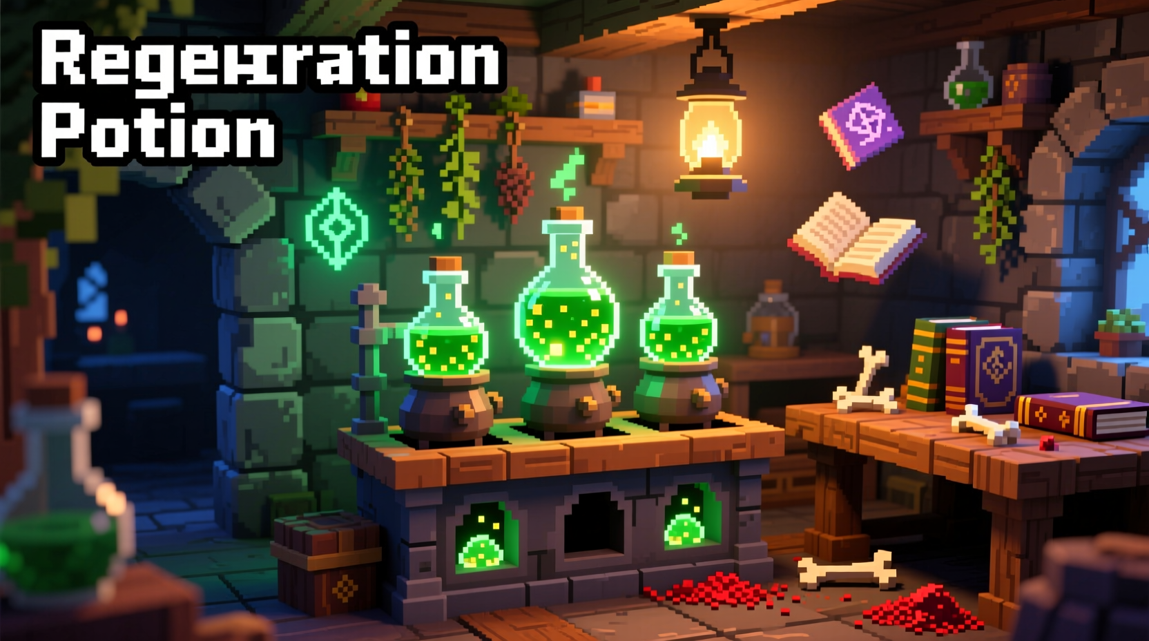 Minecraft brewing stand with regeneration potions
