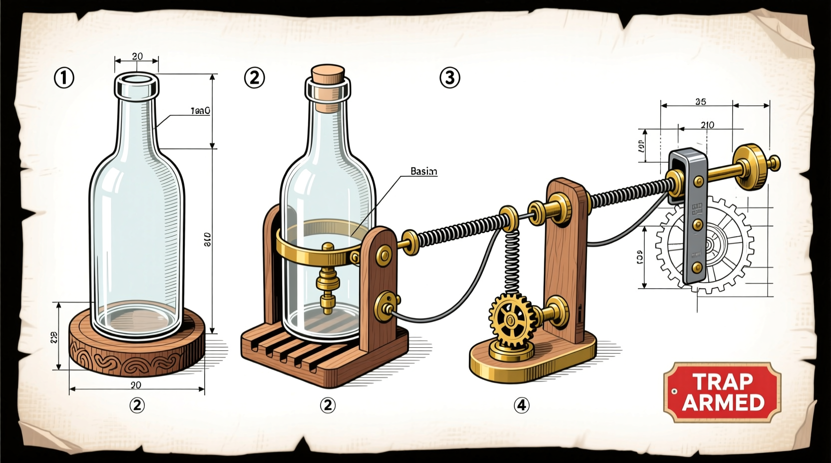 Step-by-step bottle trap construction process
