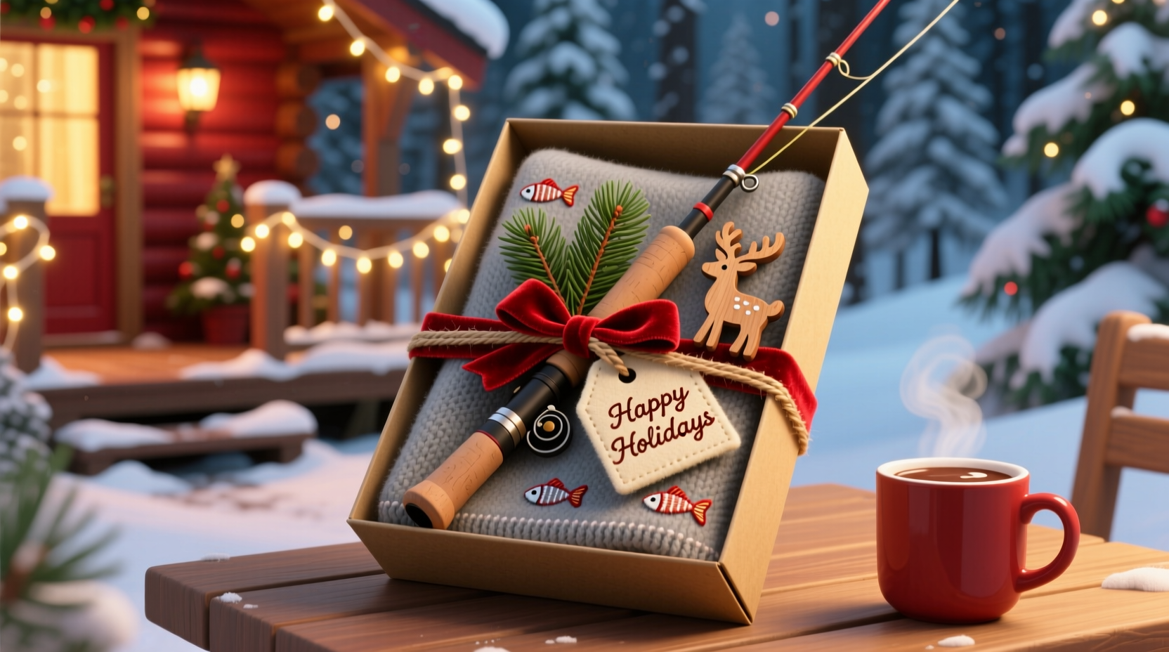 how to wrap a fishing rod for christmas