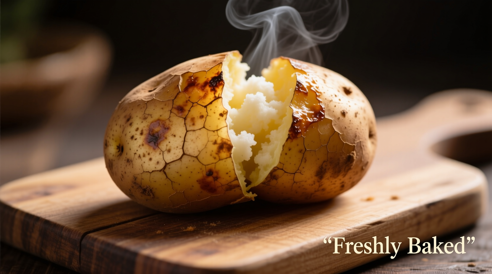 Perfectly baked russet potato with fluffy interior and crisp skin