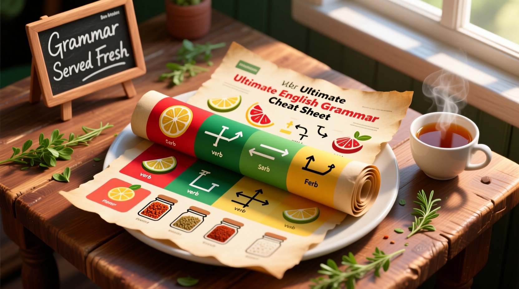 Infographic Ultimate English Grammar Cheat Sheet: A Culinary Travel Guide