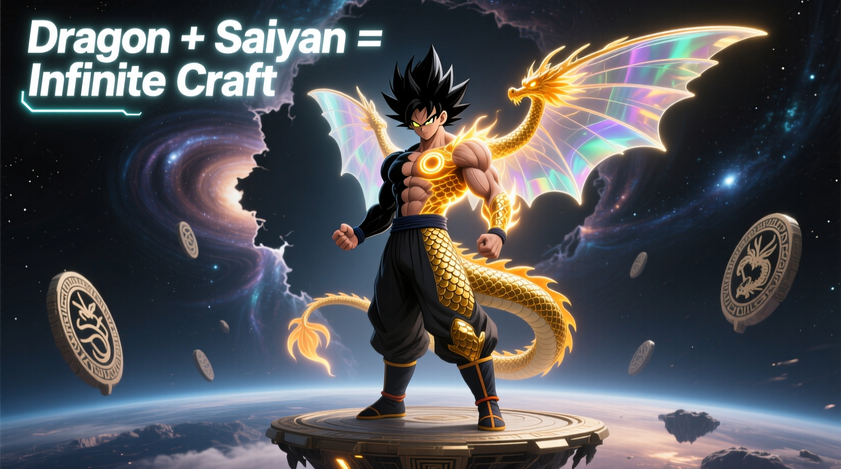 Infinite Craft Goku combination visual guide showing Dragon plus Saiyan