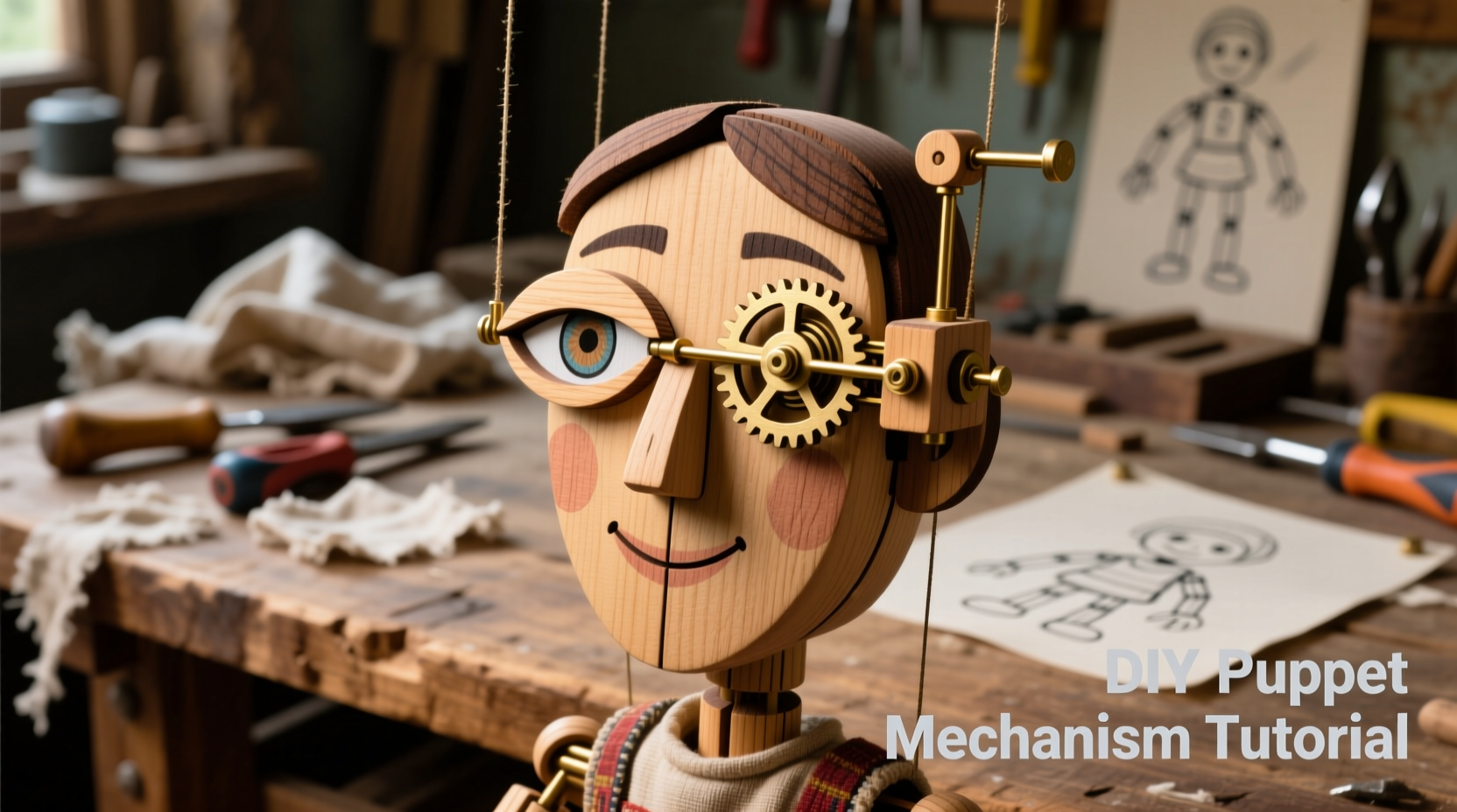 puppet eyelid mechanism diy