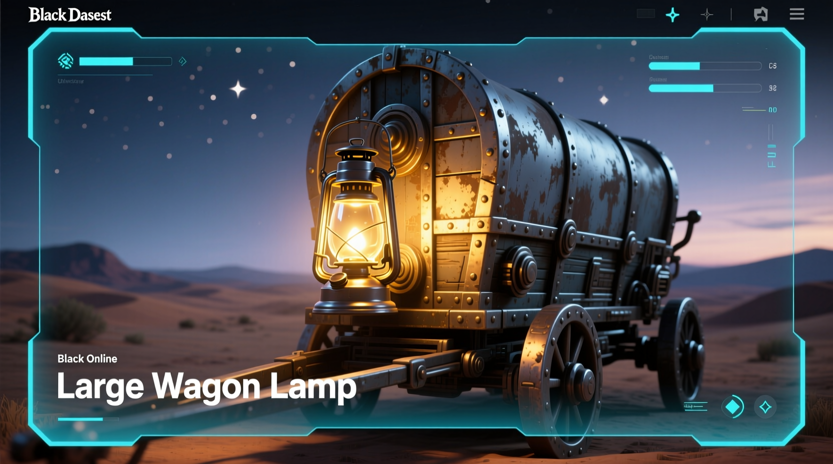 BDO wagon interface showing attached Large Wagon Lamp