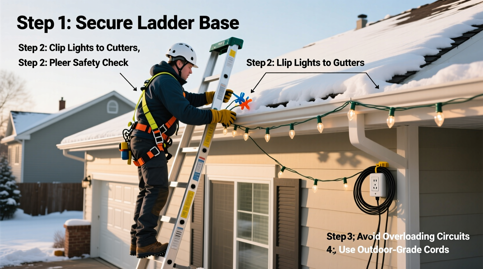 how to put christmas lights on roof