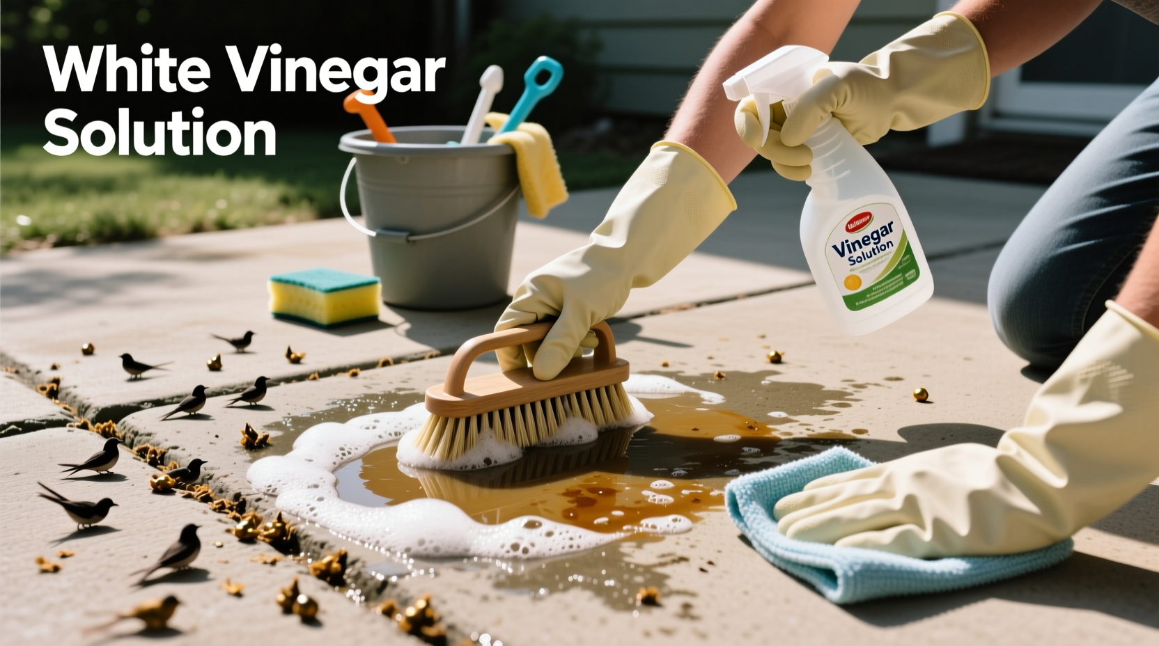 how to clean bird poop off concrete