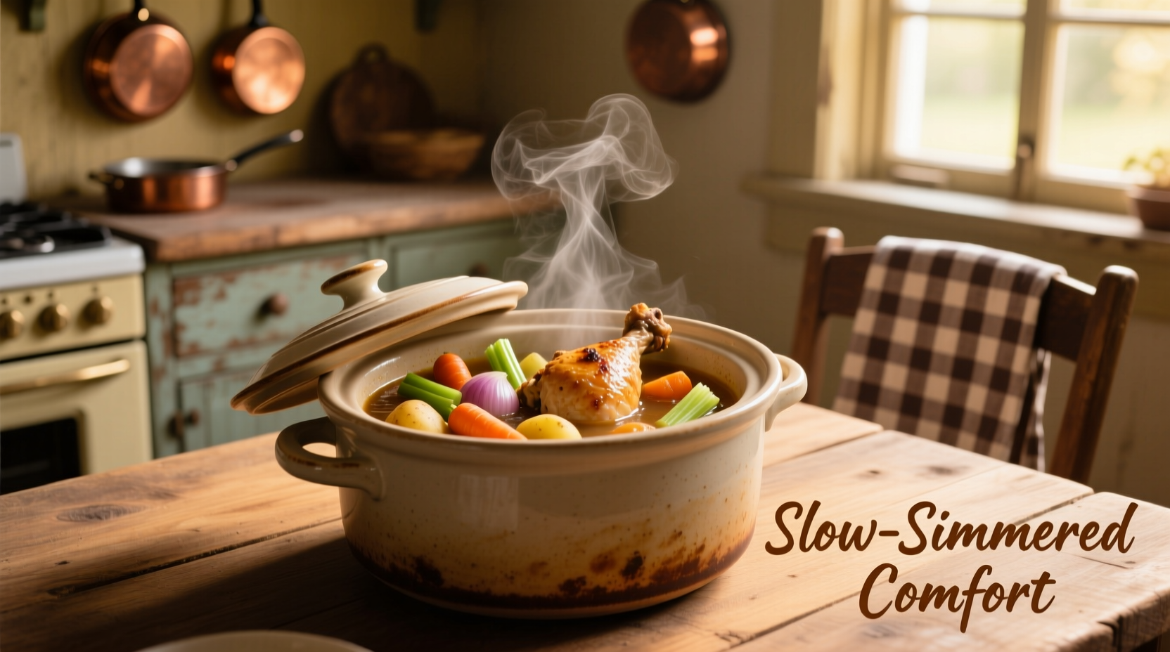 Crock pot with chicken and vegetables