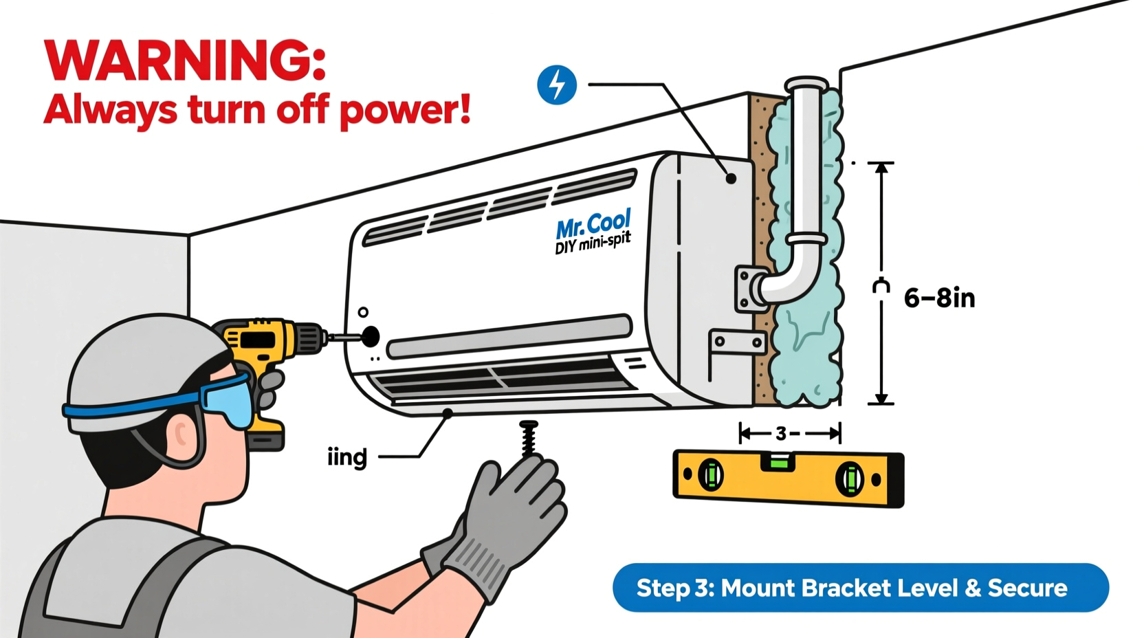 Proper wall mounting technique for Mr Cool DIY mini split installation