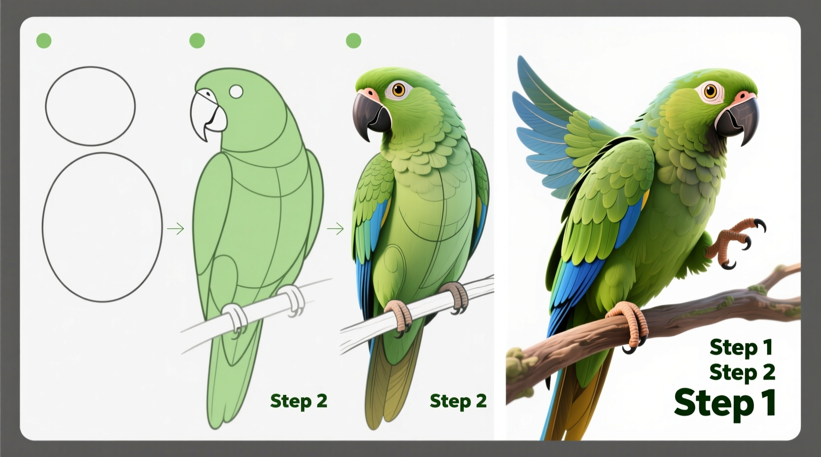 how to draw parrot bird