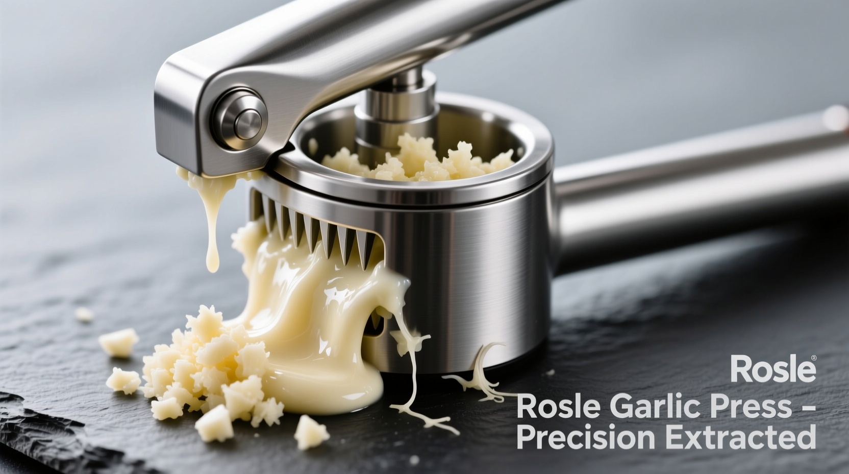 Rosle garlic press extracting fresh garlic paste