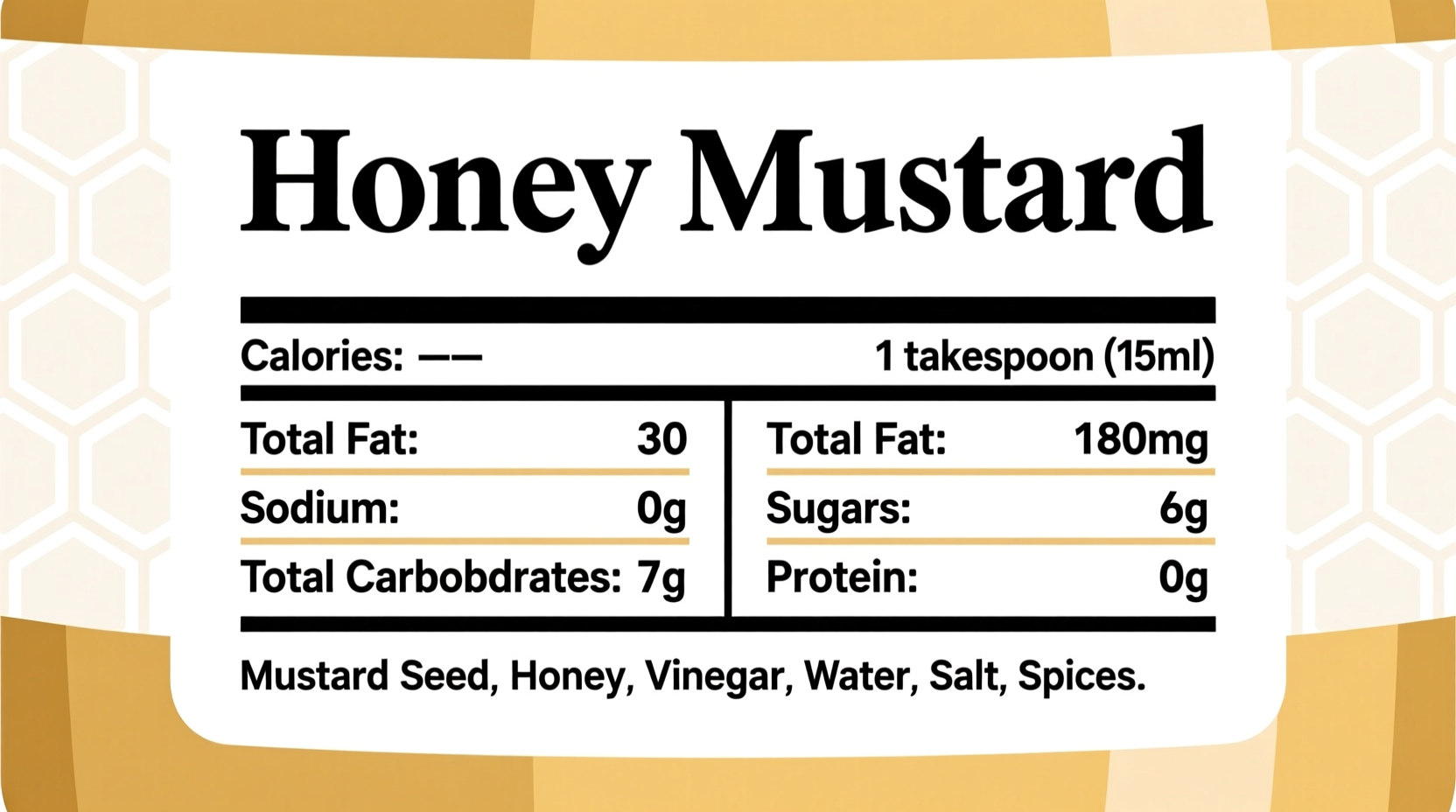 Honey Mustard Nutrition Facts: Complete Breakdown Per Serving, image size:1664x928