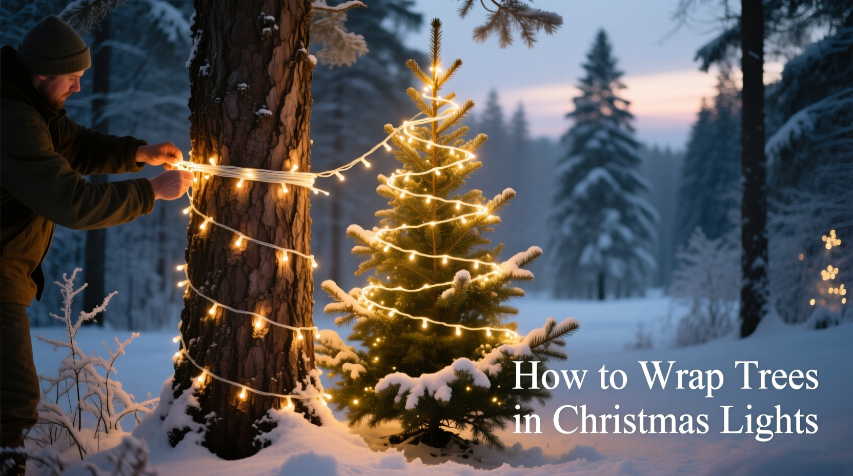 how to wrap trees in christmas lights