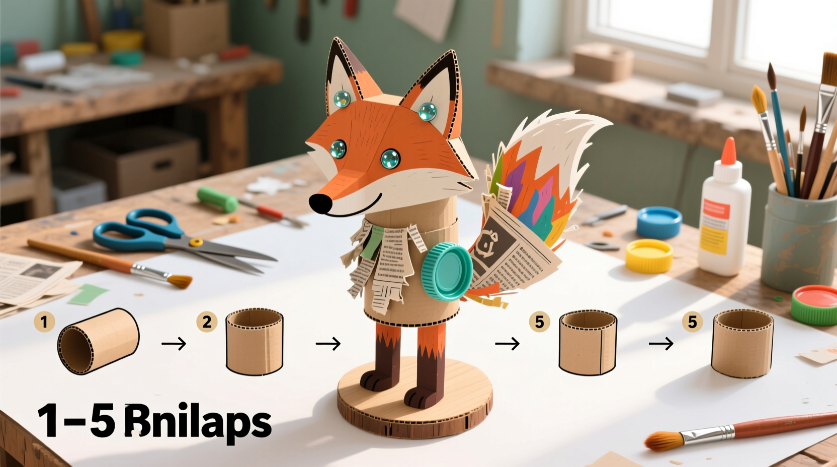 Step-by-step craft project using recycled materials