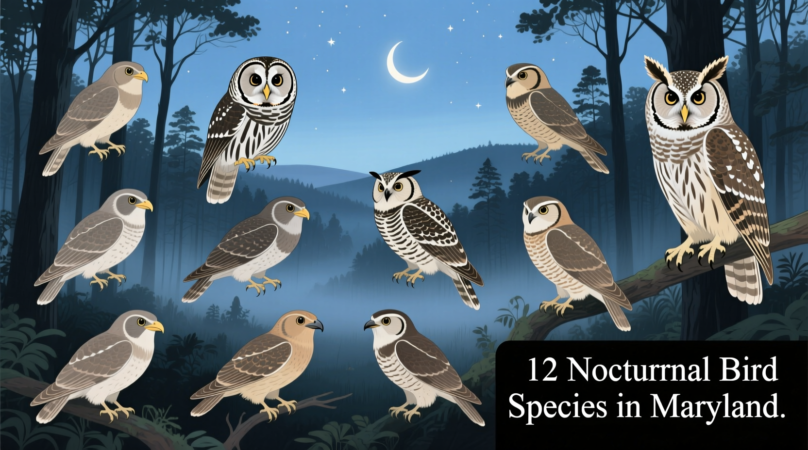 how many nocturnal birds are in maryland