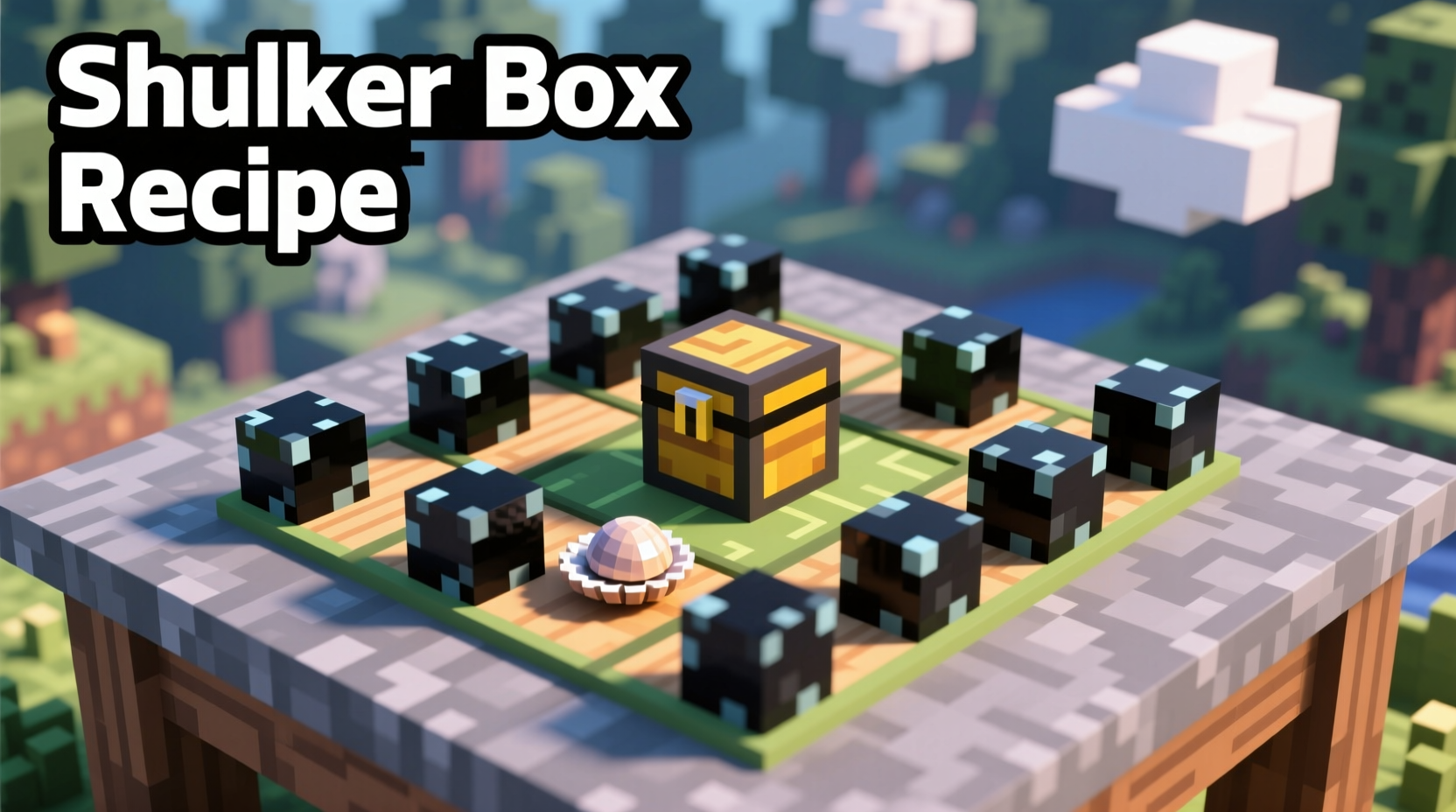 Minecraft shulker box crafting recipe in 3x3 grid