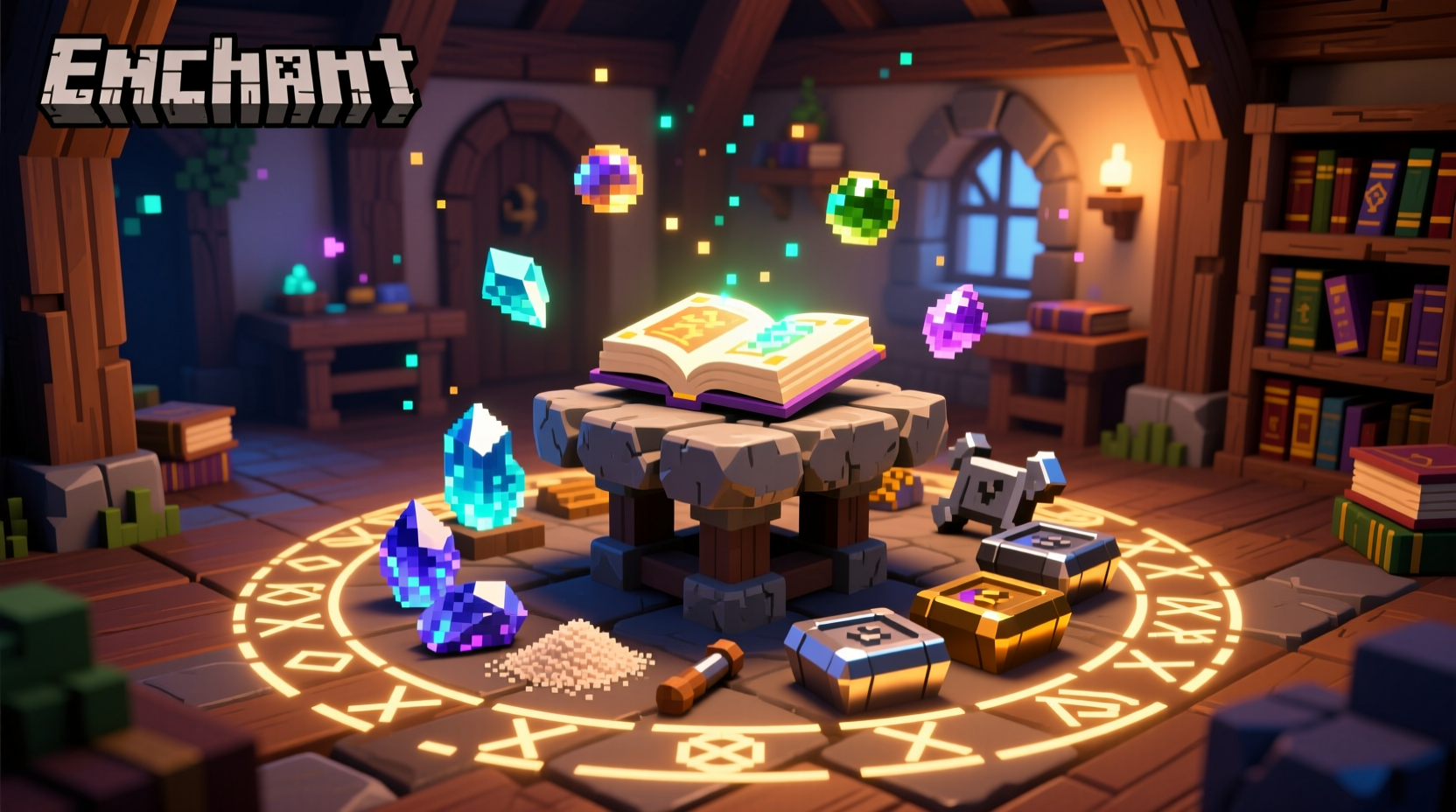 Minecraft enchantment table materials layout