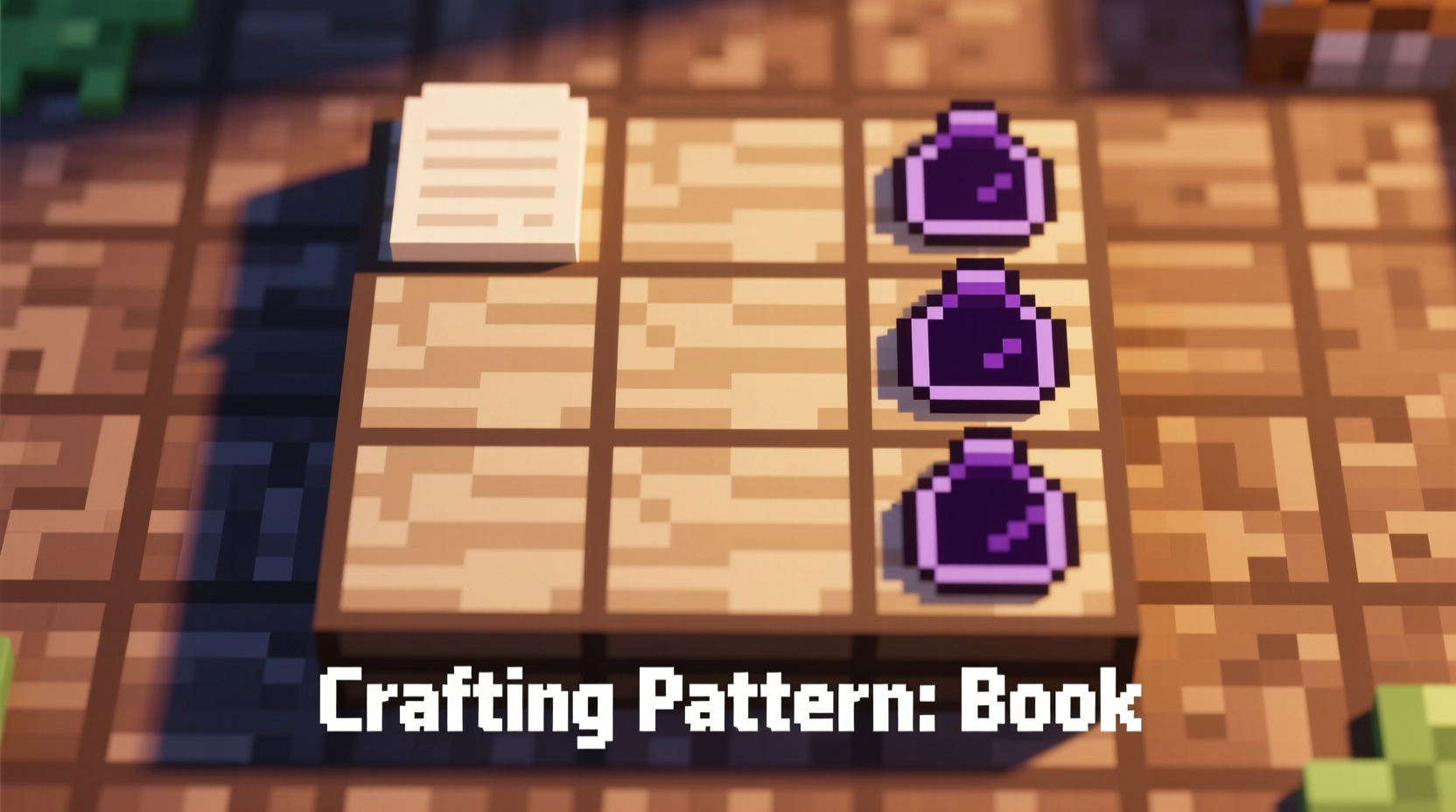 Correct Minecraft book crafting grid pattern demonstration