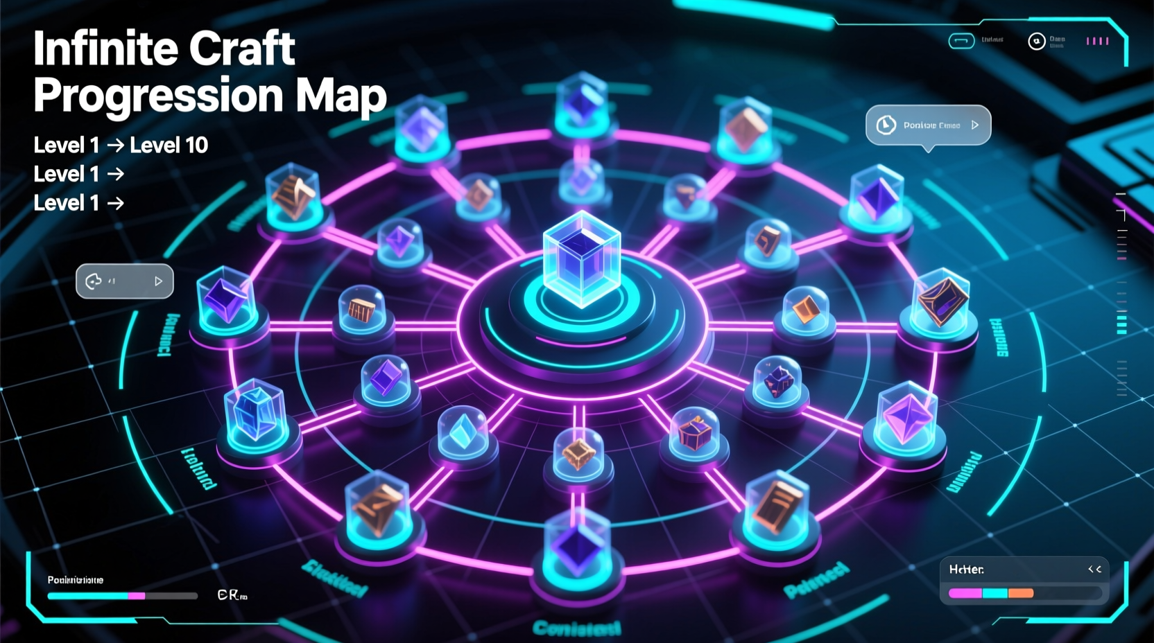 Advanced Infinite Craft combinations chart showing progression paths
