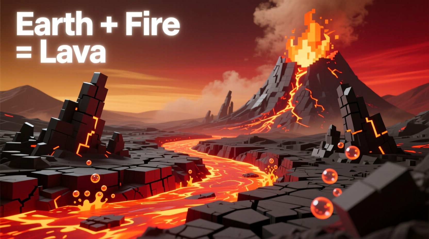 Earth Fire Lava combination visual guide for Infinite Craft