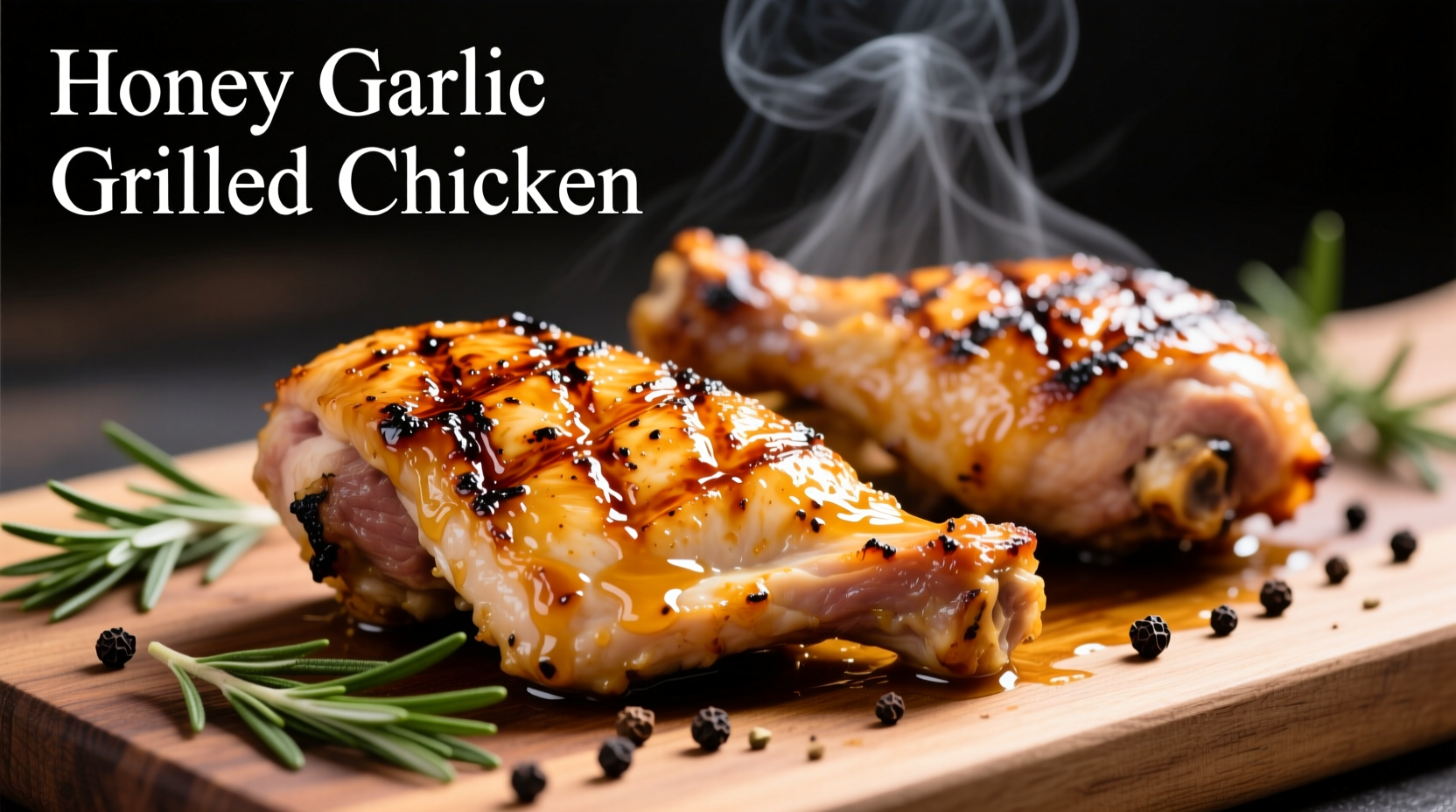 Grilled chicken thighs with golden honey garlic crust