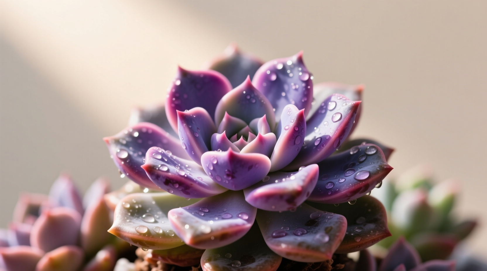 Winter-stressed Echeveria showing natural anthocyanin pigmentation (not dye) - colors fade in summer for casual growers