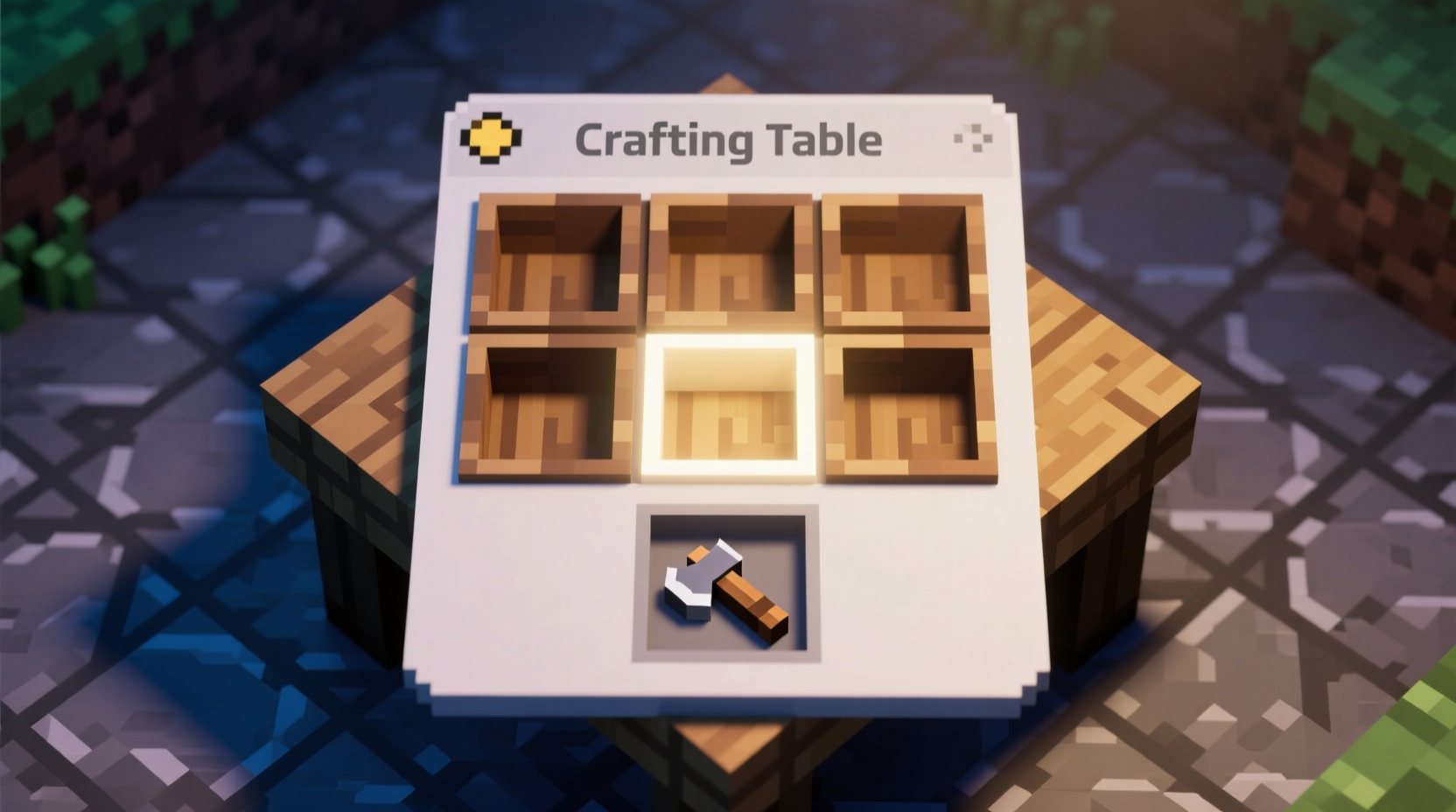 Minecraft crafting table interface example