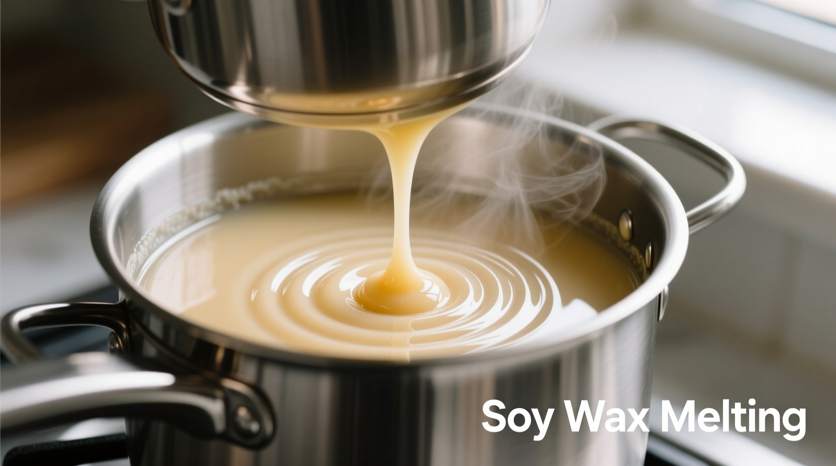 Soy wax melting in double boiler setup