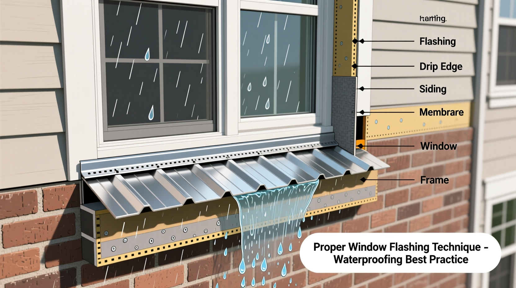 Proper window flashing technique for waterproofing