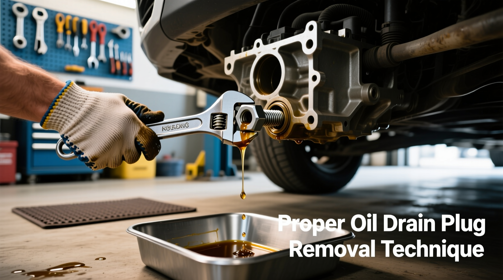 Proper oil drain plug removal technique
