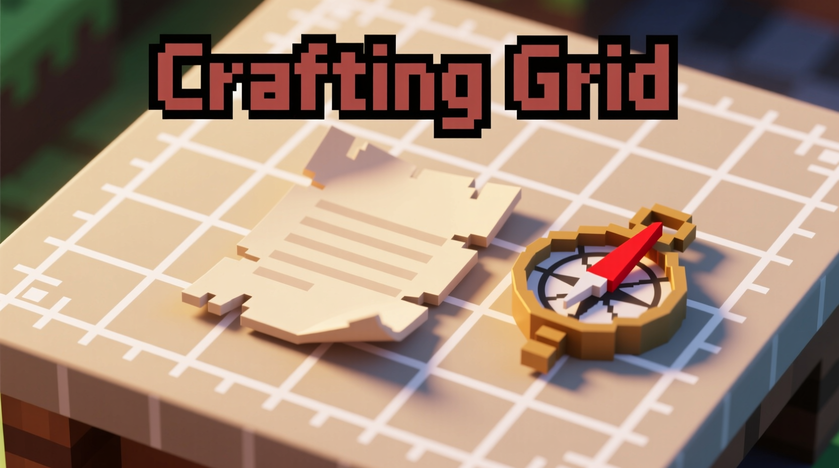 Minecraft paper and compass items arranged on crafting grid