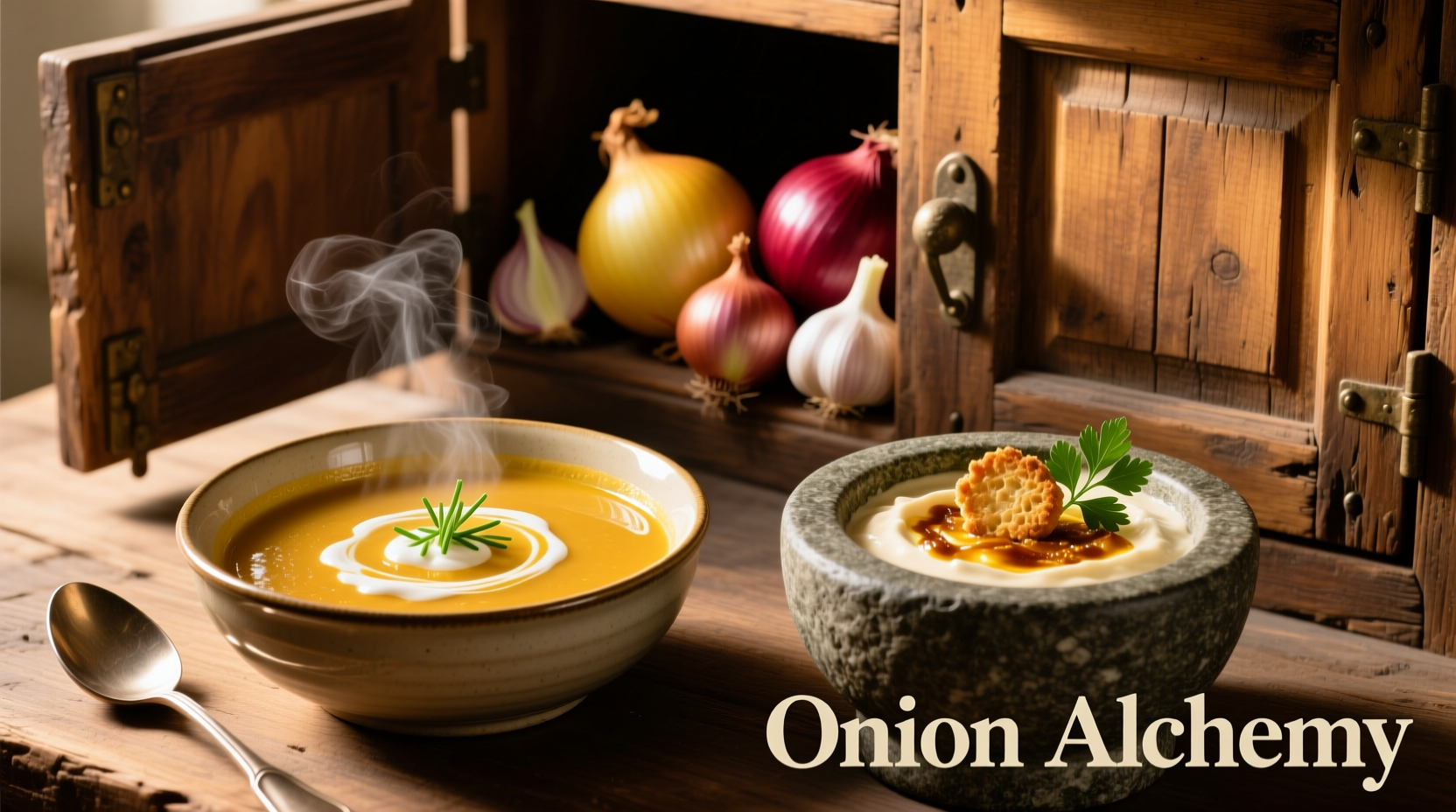 Chef's Cupboard onion mix transformed into golden soup and creamy dip