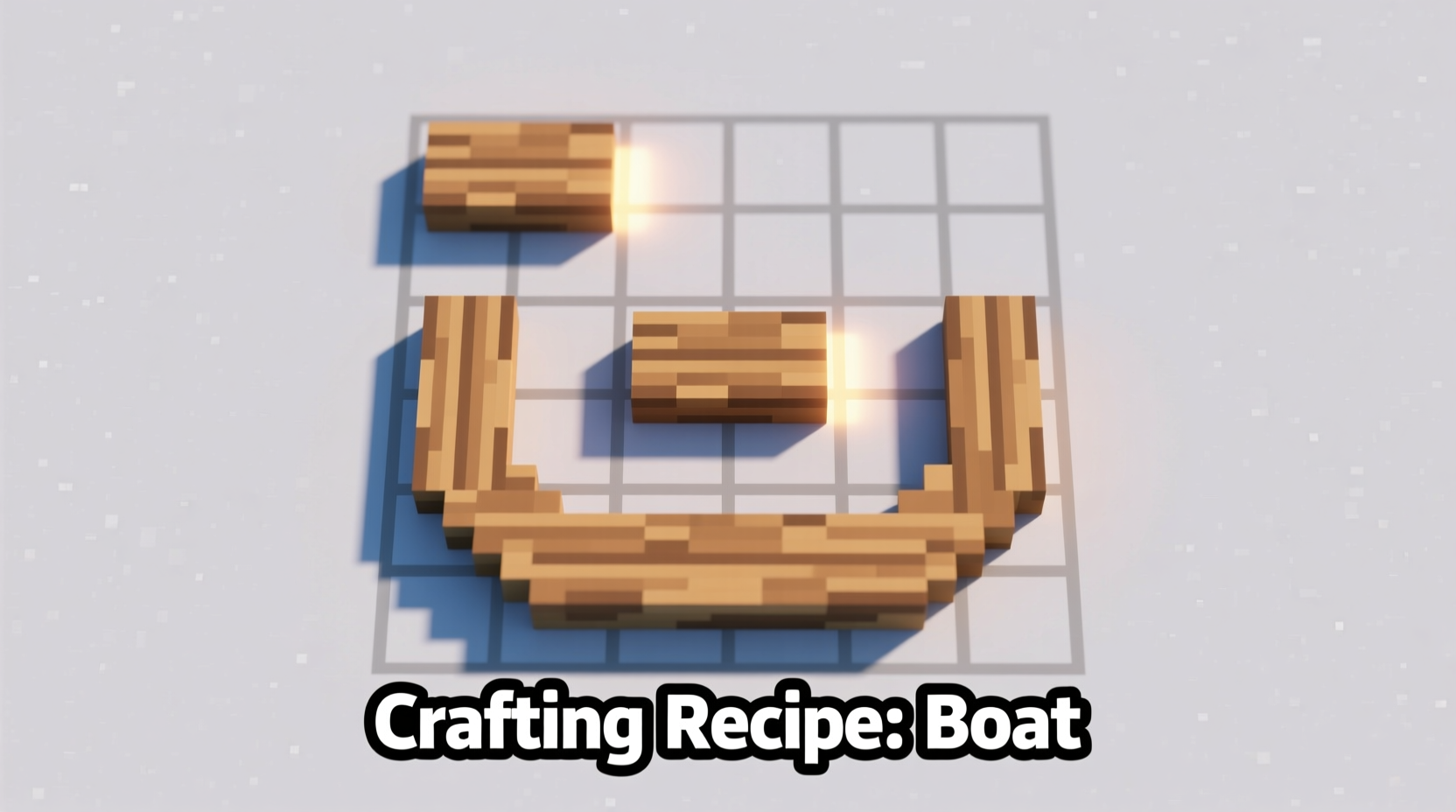 Correct Minecraft boat crafting grid pattern demonstration